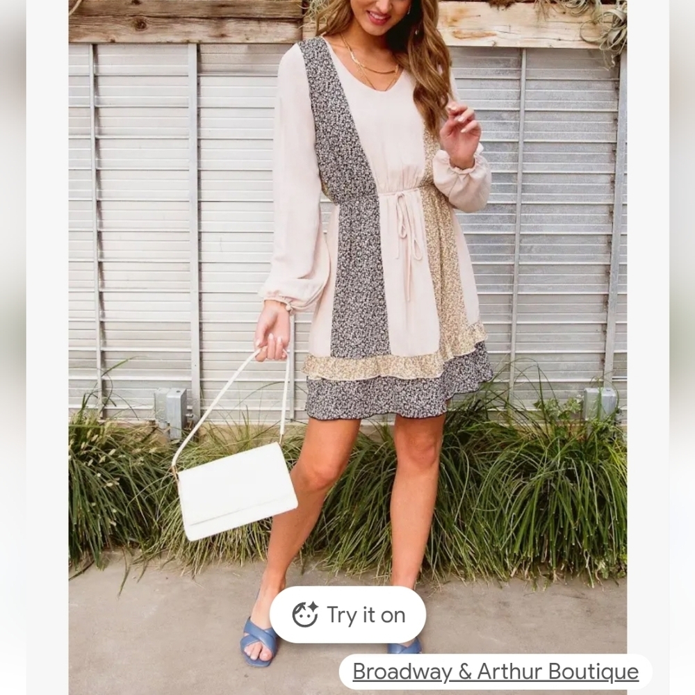143 Story Dress By Line Up  Size XL Women's Multi-Color Patchwork  Boho  {BX3} - Picture 8 of 11